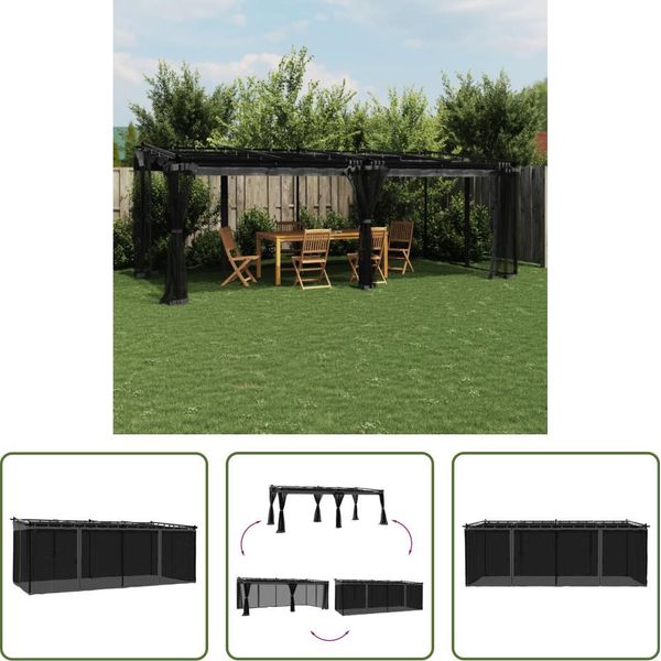 Il Padiglione Living Store Con Pareti A Rete Antracite 6X3 M In Acciaio-image
