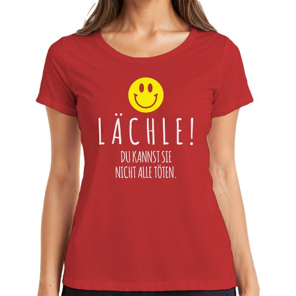 Smile You Can't Kill Them All Black Humour Smiley Ladies T-Shirt, Rosso, S-image