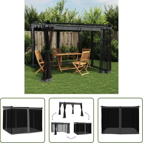 Il Padiglione Living Store Con Pareti In Rete Antracite 3X3 M In Acciaio-image