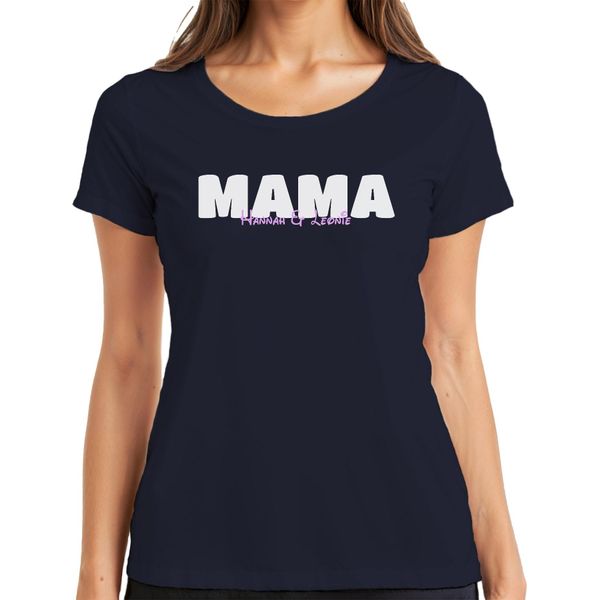 Mamma Personalizzata Con I Nomi Dei Bambini Idea Regalo Per La Prima Festa Della Mamma Regalo Per I Papà Maglietta Da Donna, Navy, S-image