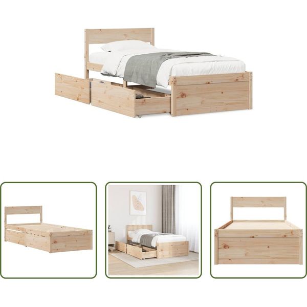 The Living Store Letto In Legno Massiccio Senza Materasso 75X190 Cm In Legno Di Pino-image