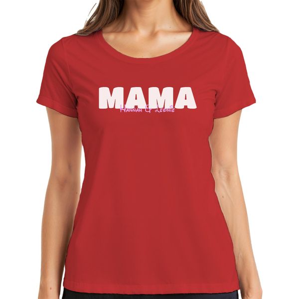 Mamma Personalizzata Con I Nomi Dei Bambini Idea Regalo Per La Prima Festa Della Mamma, Regalo Per Il Papà Maglietta Da Donna, Rossa, 3XL-image