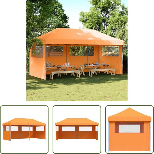 The Living Store Tenda Per Feste Pieghevole Pop-Up Con 3 Pannelli Laterali Arancione-image