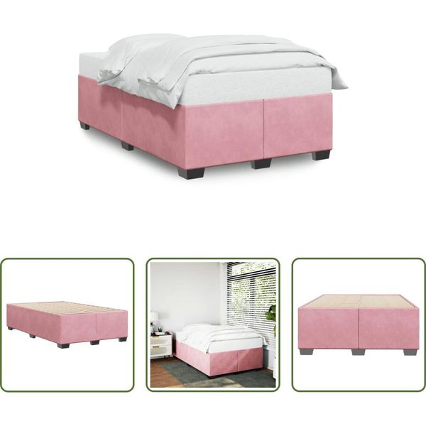 The Living Store Rete Da Letto Rosa 120X200 Cm In Velluto-image