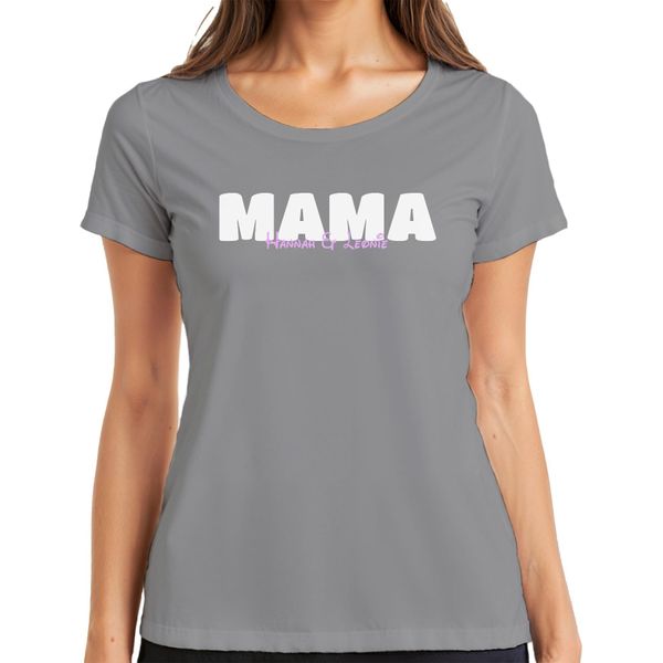Mamma Personalizzata Con I Nomi Dei Bambini Idea Regalo Per La Prima Festa Della Mamma Regalo Per I Papà Maglietta Da Donna, Grigio, Xl-image