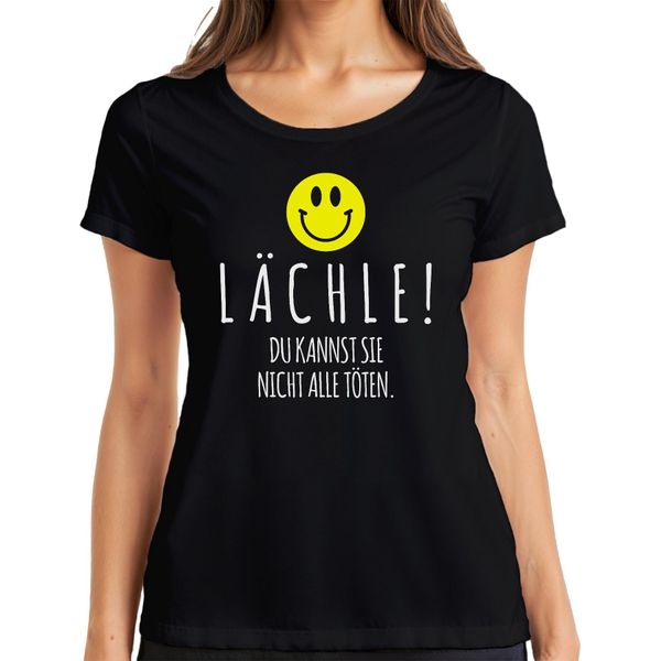 Smile You Can't Kill Them All Black Humour Smiley Ladies T-Shirt, Nero, S-image