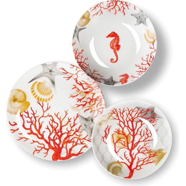 Set Di Stoviglie Excelsa 18 Pezzi In Porcellana Corallina Bianca E Rossa-image