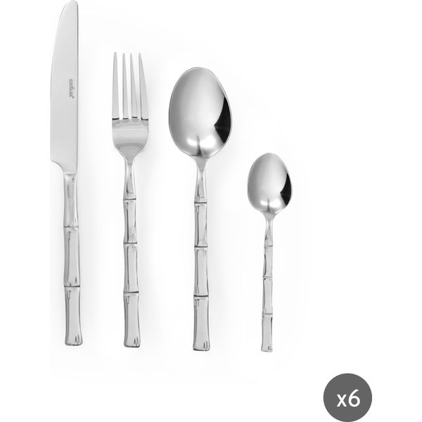 Set Di Posate Excelsa Da 24 Pezzi Bambu' In Acciaio Argento-image