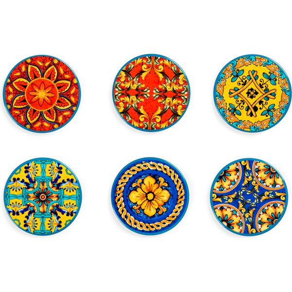 Excelsa Set Di 6 Sottobicchieri Trinacria 10,5 Cm Colorati-image