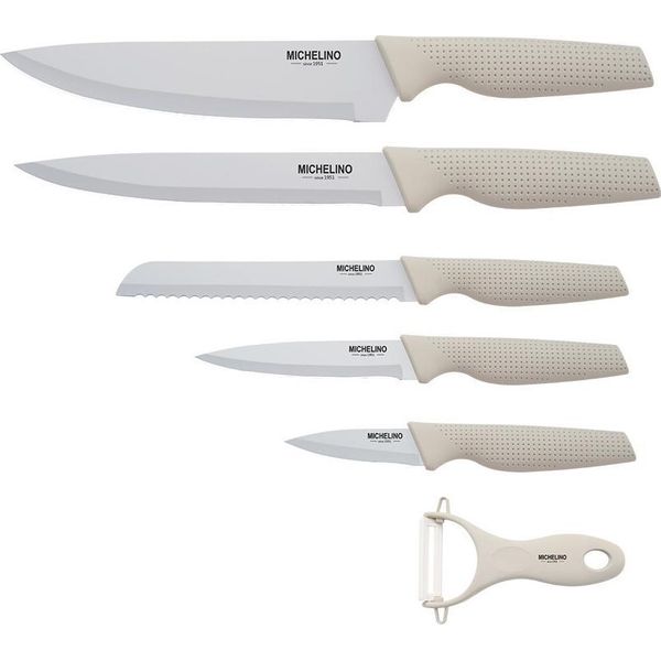 Michelino Set Di Coltelli Da 6 Pezzi Set Da Taglio Con Pelapatate Serie Alythia Beige-image