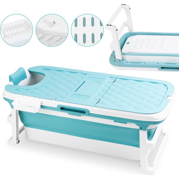 Clanmacy Vasca Da Bagno Per Adulti-Vasca Da Bagno Pieghevole Salvaspazio-Vasca Da Bagno Mobile-Con Cesto Per Il Sapone-Per Il Bagno Spa 149X60X50Cm-image