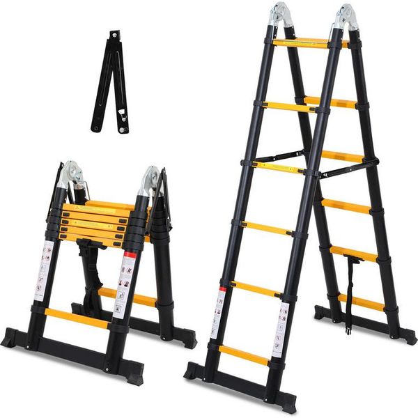 Scala Telescopica Clanmacy 1,9M+1,9M Scala Pieghevole Robusta Scala In Alluminio Fino A 150Kg-image