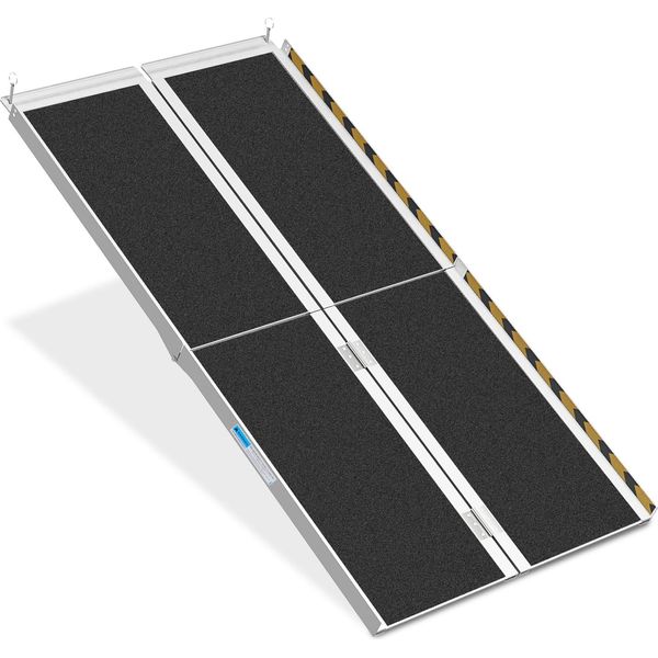 Tolletour Rampa Per Sedie A Rotelle Rampa Di Accesso Rampa Di Carico 2X Pieghevole Alluminio Superficie Antiscivolo 152Cm 270Kg-image