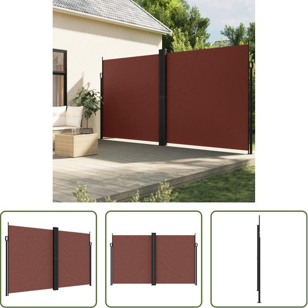 The Living Store Tenda Laterale Estensibile Marrone 200X1200 Cm-image