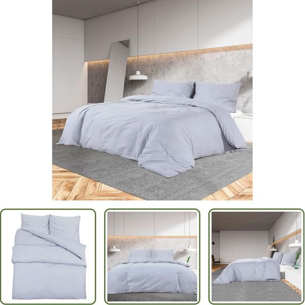 The Living Store Set Di Biancheria Da Letto Grigio 260X240 Cm Microfibra Leggera-image