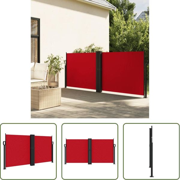 The Living Store Tenda Laterale Estensibile Rossa 120X1200 Cm-image