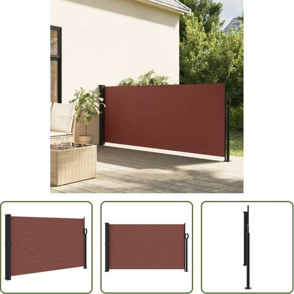 The Living Store Tenda Laterale Estensibile Marrone 120X500 Cm-image