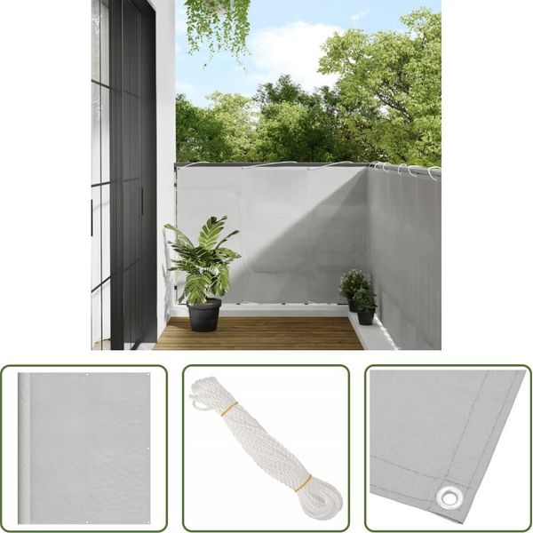 The Living Store Paravento Per Balcone Grigio Chiaro 120X400 Cm 100% Poliestere Oxford-image