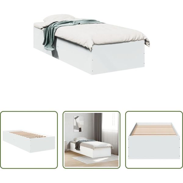 The Living Store Struttura Letto Bianca 75X190 Cm In Legno-image
