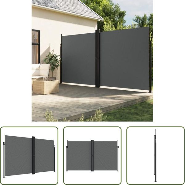 The Living Store Tenda Laterale Estensibile Antracite 200X1000 Cm-image