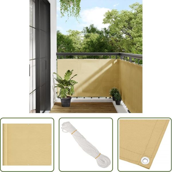 The Living Store Paravento Per Balcone Colori Sabbia 90X300 Cm 100 % Poliestere-Oxford-image