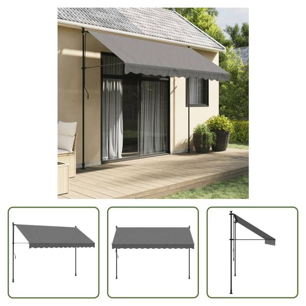 The Living Store Tenda Retrattile Antracite 300X150 Cm In Tessuto E Acciaio-image