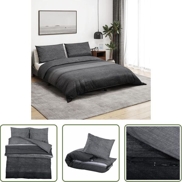 The Living Store Set Di Biancheria Da Letto Grigio Scuro 140X200 Cm In Cotone-image