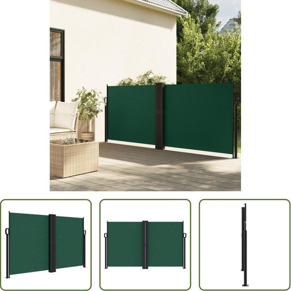The Living Store Tenda Laterale Estensibile Verde Scuro 140X1000 Cm-image