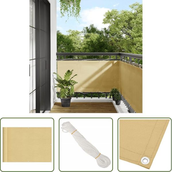 The Living Store Paravento Per Balcone Colori Sabbia 75X300 Cm 100% Poliestere-Oxford-image