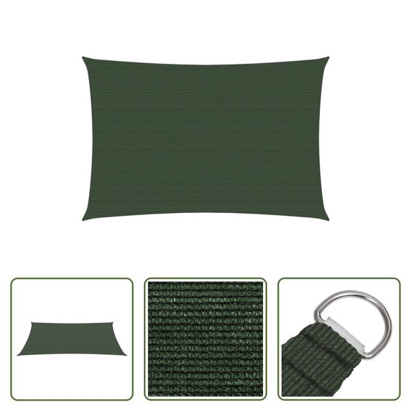 The Living Store Tenda Da Sole 160 G/M² Verde Scuro 3X4 M Hdpe-image