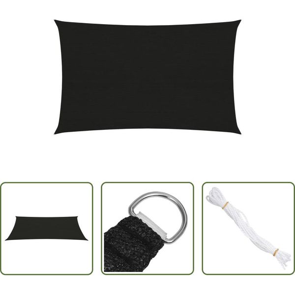 The Living Store Tenda Da Sole 160 G/M² Nera 3X5 M Hdpe-image