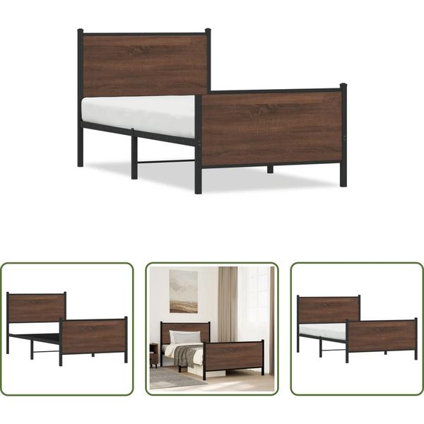 The Living Store Struttura Letto Con Testiera E Pediera In Metallo 100X200 Cm-image