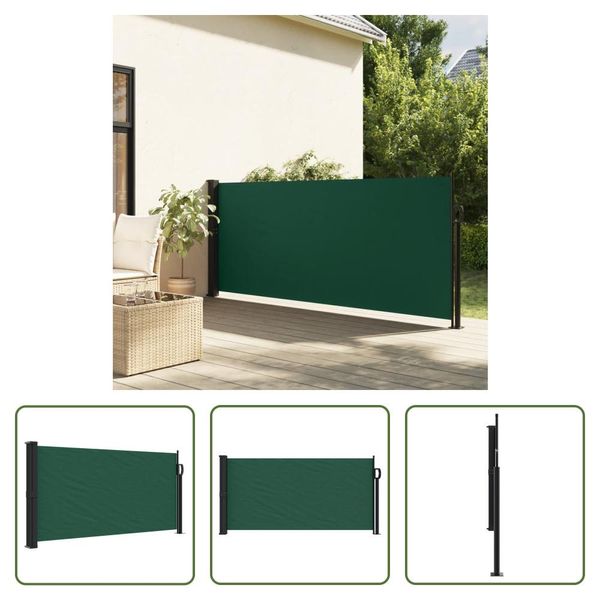 The Living Store Tenda Laterale Estensibile Verde Scuro 100X300 Cm-image
