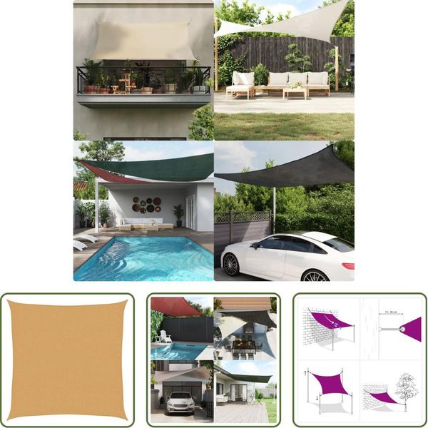 The Living Store Tenda Da Sole 160 G/M² Colore Sabbia 3X3 M Hdpe-image