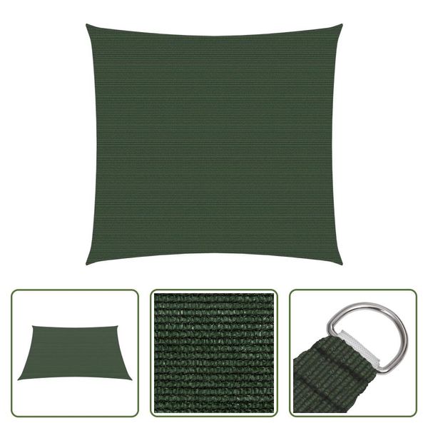 The Living Store Tenda Da Sole 160 G/M² Verde Scuro 3X3 M Hdpe-image