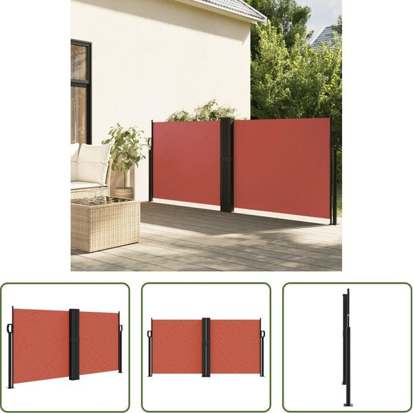 The Living Store Tenda Laterale Estensibile Rosso Terracotta 120X1000 Cm-image