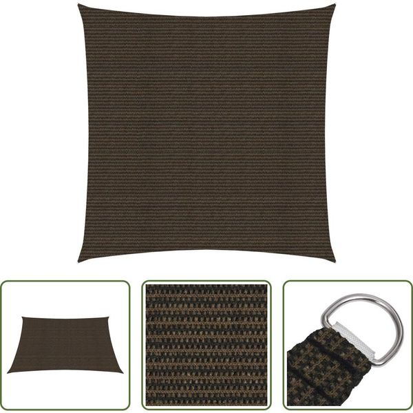 The Living Store Tenda Da Sole 160 G/M² Marrone 3X3 M Hdpe-image