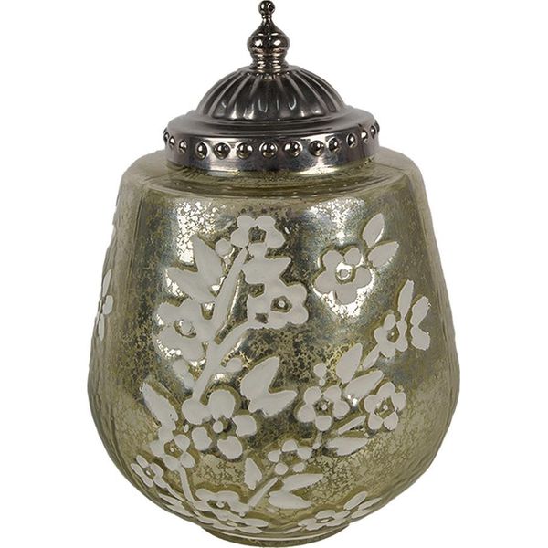 Lanterna Led Clayre & Eef Ø 13X19 Cm Vetro Verde-image