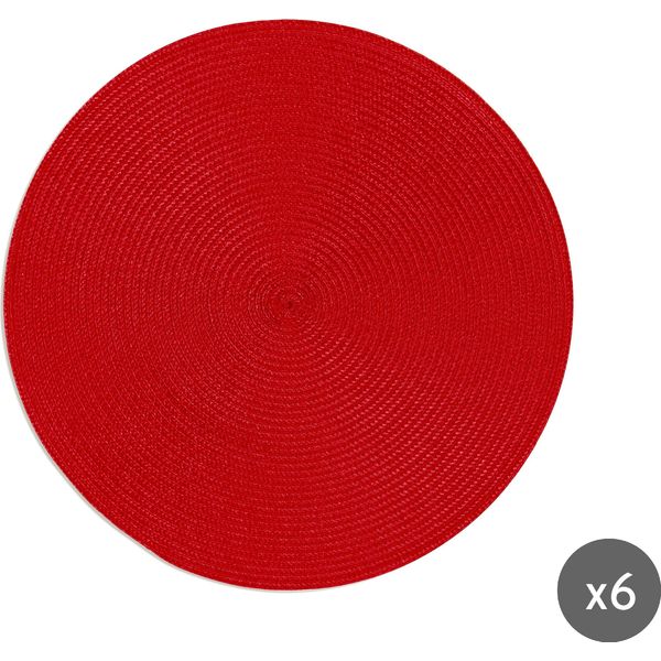 Excelsa Set Di 6 Tovagliette Rotonde In Plastica 36Xh0,2X36 Cm Rosso-image
