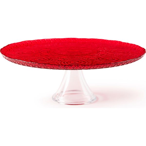 Excelsa Alzata Per Torte Arabesque Red Glass 31Xh10X31 Cm Rosso-image