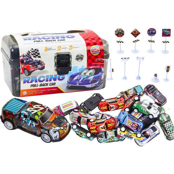 Set Di Modellini Di Auto In Valigia 25Pz Segnali Stradali Auto-image