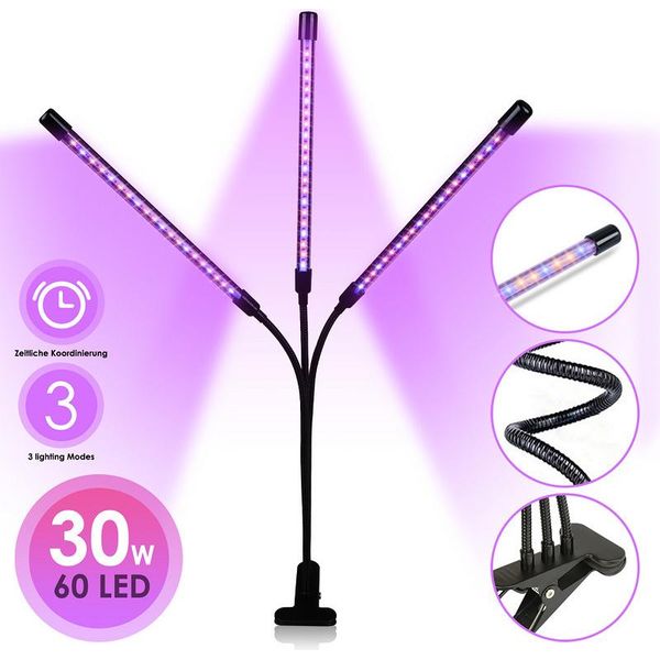 Clanmacy 30W Led Lampada Per Piante Spettro Completo Dimmerabile Lampada Per Piante Luce Per Piante Da Appartamento Crescere Lampada-image