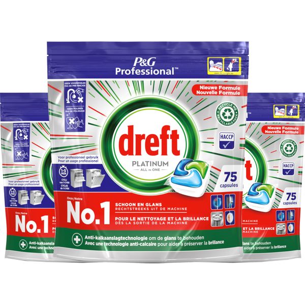 Pastiglie Per Lavastoviglie Dreft Platinum Regular All In 1 - 3X75 Pastiglie - Confezione Risparmio-image