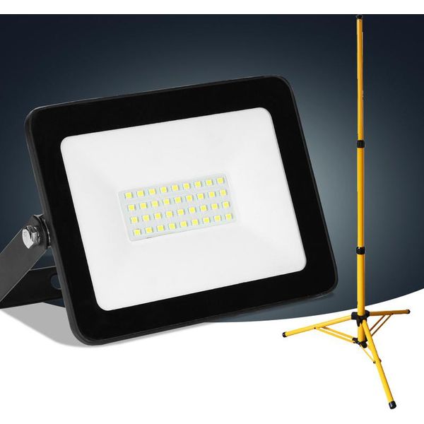 Jopassy 30W Led Proiettore Da Costruzione Proiettore A Treppiede Proiettore Da Esterno Luce Da Lavoro Proiettore Da Costruzione IP66 Impermeabile Bianco Caldo-image