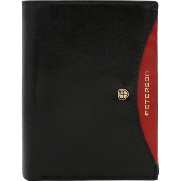 Peterson | Portafoglio Classico Da Uomo, Senza Chiusura Esterna, Nero, Rosso, 9,5X12,5 Cm-image