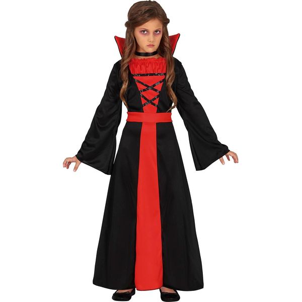 Vampiro Halloween Vestito Bambini Costume Rosso Nero Spaventoso Eleganza Notte Fantasma, Taglia: 140/146 Colore: Rosso-image