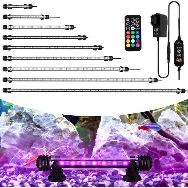 Clanmacy 73 Cm Led Acquario Lampada Serbatoio Luce Rgb Dimmerabile Illuminazione Subacquea Con Telecomando-image