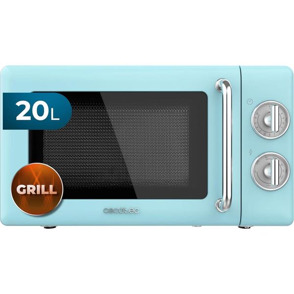 Microonde Con Grill Proclean 3110 Retro Blue Mechanical, 700 W In 6 Impostazioni, Timer Fino A 30 Minuti, Modalità Scongelamento, Design Vintage In Blu-image