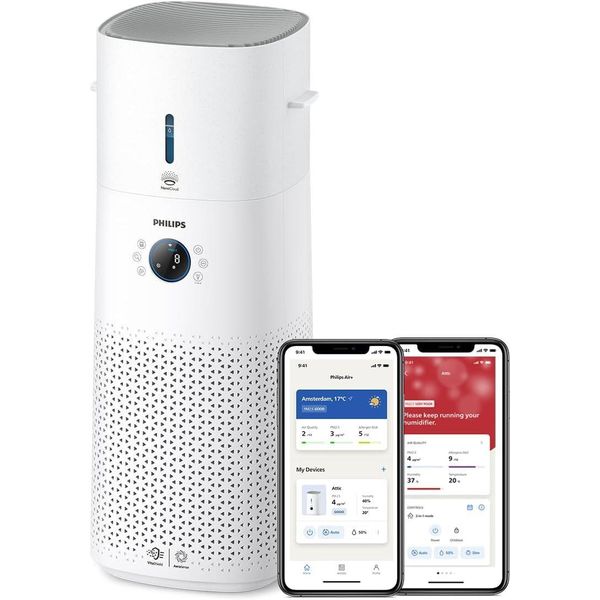 Dispositivo Combinato 2 In 1 Per La Purificazione E L'umidificazione Dell'aria, 131 M2, Filtro Nanoprotect Hepa E Carbone Attivo Rimuove Il 99,97% Di Tutte Le Particelle Invisibili, Bianco-image