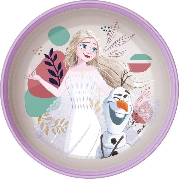 Tataway Disney Frozen Elsa E Olaf Ciotola In Plastica Per Bambine Con Base Antiscivolo-image
